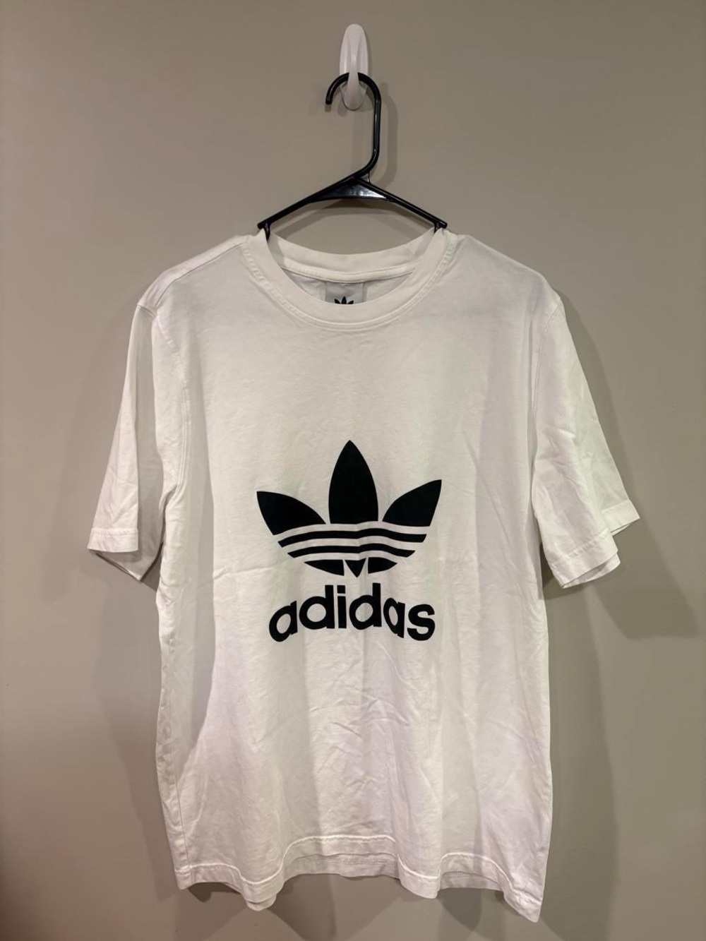 adidas White Short-Sleeve Trefoil Logo Tee